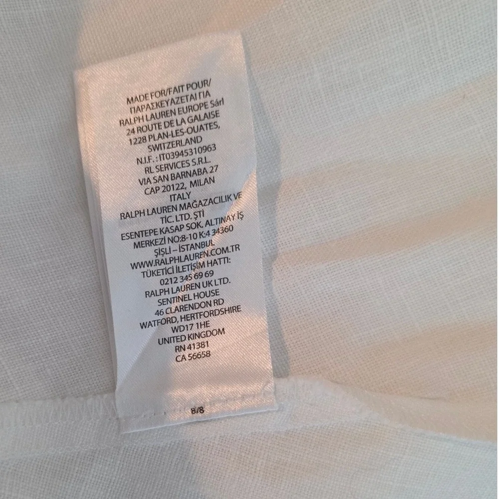 Lauren Ralph Lauren Tie Front Linen Shirtdress White Midi Short Sleeve 16W - Picture 10 of 12